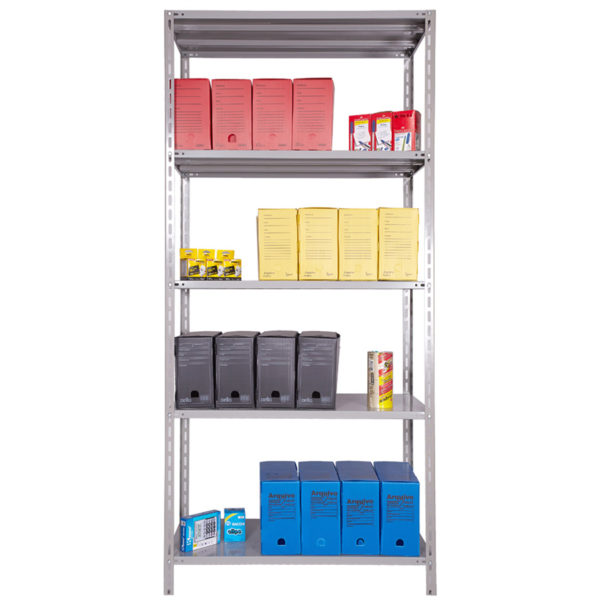 Estante de Aço 50cm Linha Pesada CHAPA 22 c/ 05 Prateleiras e Coluna L2. (60 kgs)